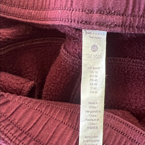 CRZ Yoga Maroon Fleece Sweatpants - Picture 8 of 10